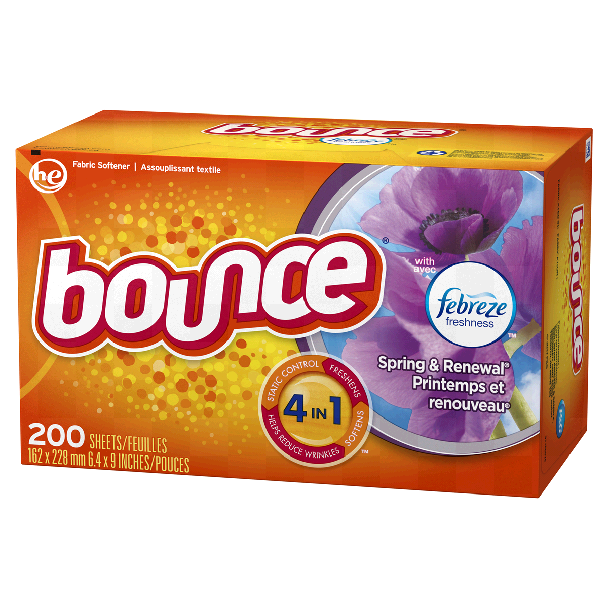 slide 3 of 3, Bounce With Febreze Scent Spring & Renewal Fabric Softener Dryer Sheets, 200 ct