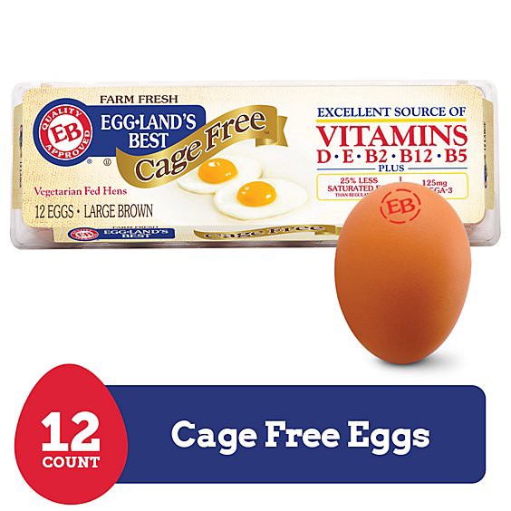 slide 1 of 1, Eggland's Best Cage Free Large Brown Eggs - 12 Count, 12 ct