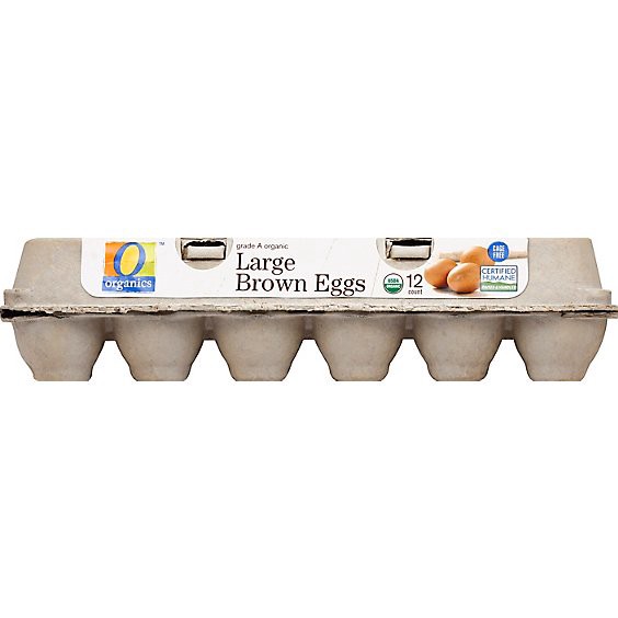slide 1 of 1, O Organics Organic Eggs Large Brown - 12 Count, 12 ct