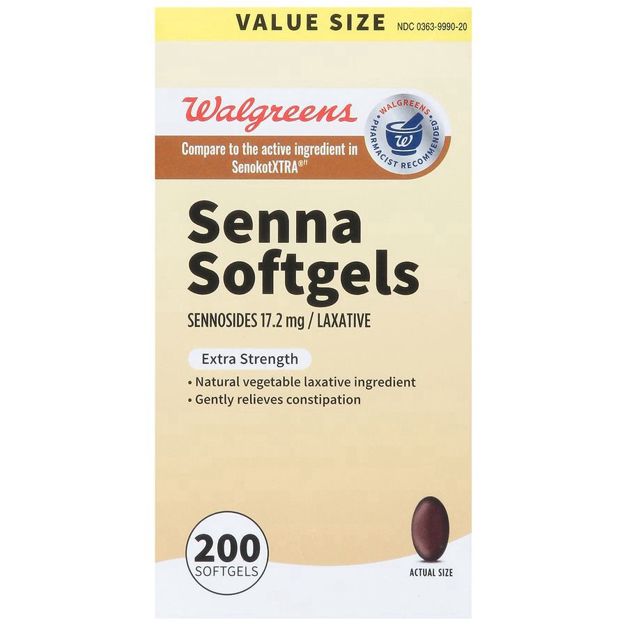 slide 1 of 4, Walgreens Senna Extra Strength Softgels, 200 ct