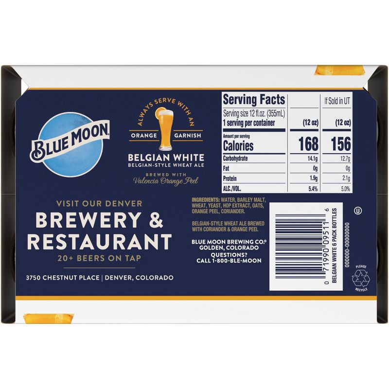 slide 9 of 9, Blue Moon Belgian White Wheat Ale Beer - 6pk/12 fl oz Bottles, 6 ct; 12 fl oz