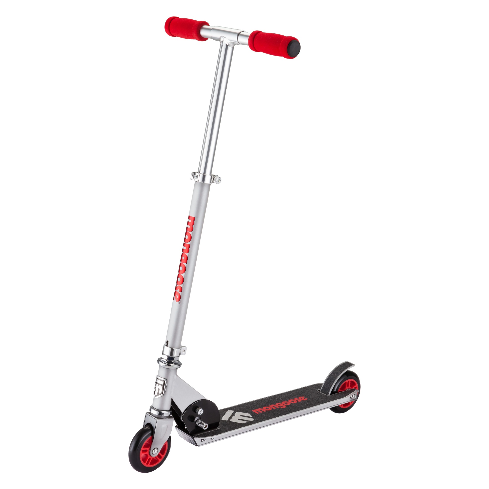 slide 1 of 9, Mongoose Force 1.0 Folding Scooter - Silver/Red, 1 ct