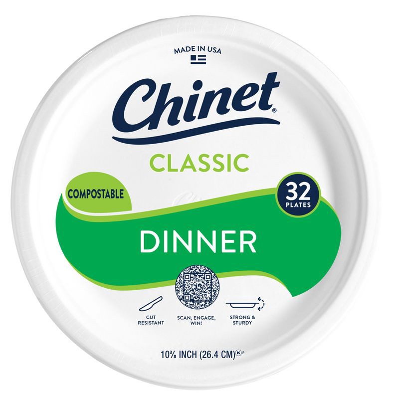 slide 1 of 6, Chinet Classic Dinner Plate 10 3/8" - 32ct, 32 ct