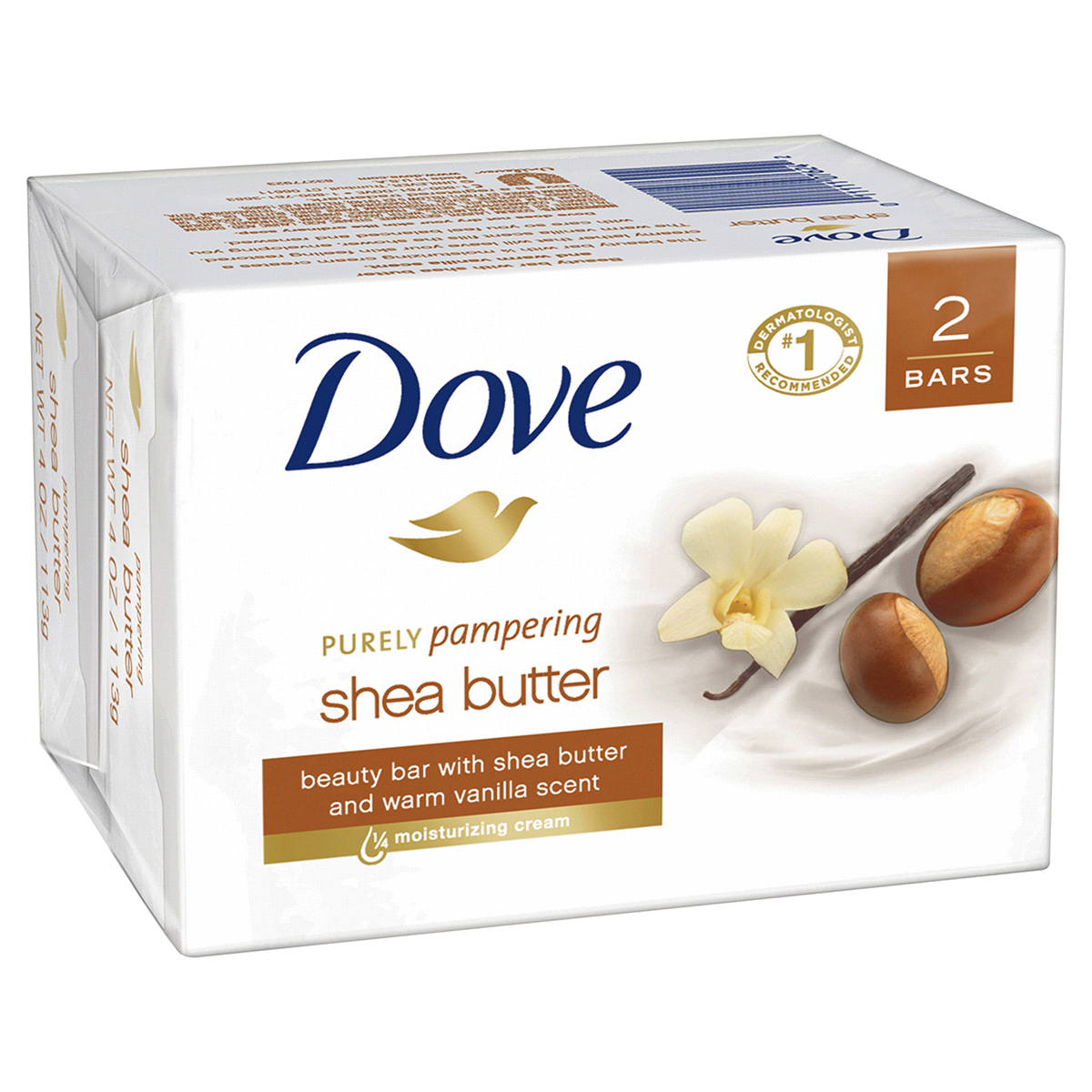 slide 2 of 2, Dove Beauty Bar Gentle Skin Cleanser Shea Butter, 3.75 oz, 2 Bars, 3.75 oz