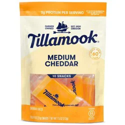 Tillamook Medium Cheddar Cheese Snack Portions - 7.5oz/10ct