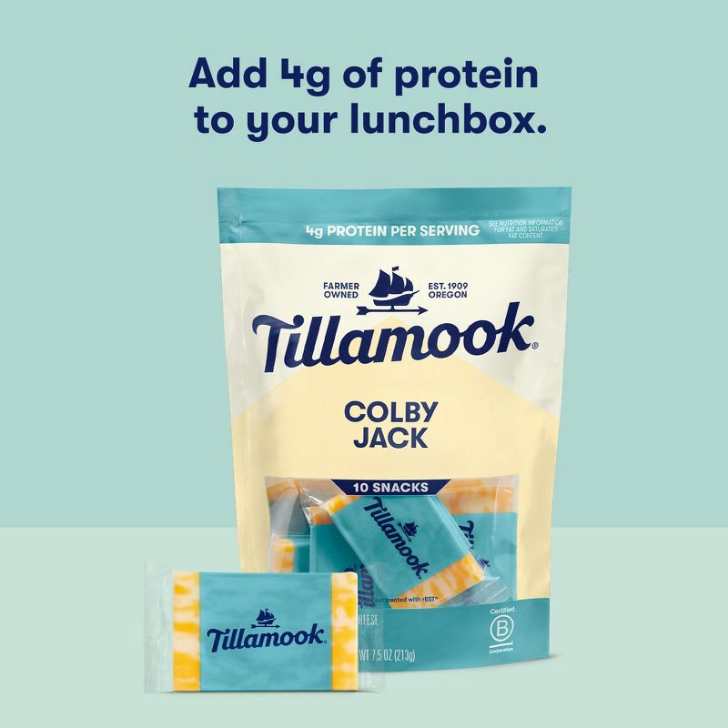 slide 4 of 8, Tillamook Colby Jack Cheese Snack Portions - 7.5oz/10ct, 7.5 oz, 10 ct