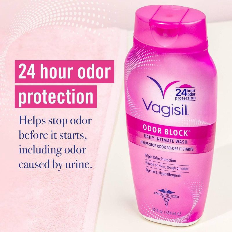 slide 3 of 6, Vagisil Odor Block Daily Intimate Feminine Wash for Women - 12oz, 12 oz