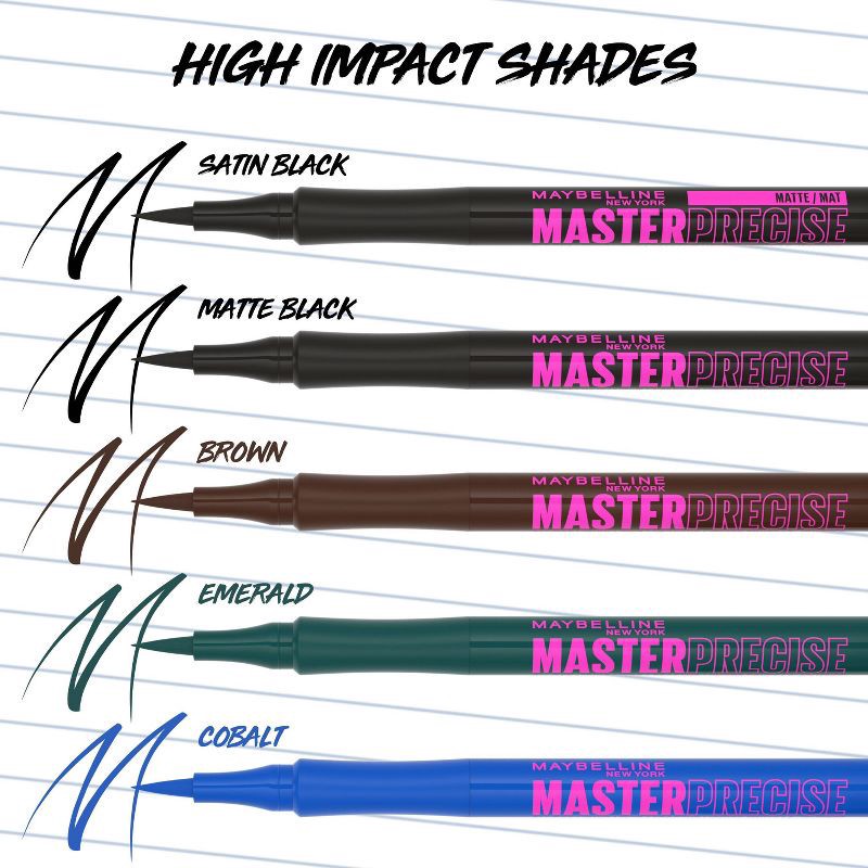 slide 8 of 11, Maybelline Eyestudio Master Precise All Day Liquid Eyeliner Makeup - 110 Black - 0.034 fl oz, 0.034 fl oz