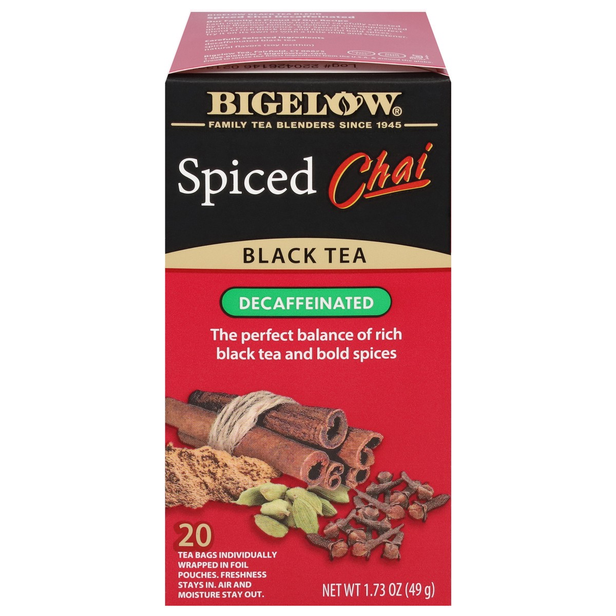 slide 1 of 9, Bigelow Decaffeinated Spiced Chai Black Tea 20 Tea Bags - 20 ct, 20 ct