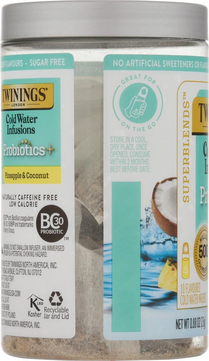 slide 8 of 13, Twinings Of London Superblends Pineapple & Coconut Probiotics+ Cold Water Infusion Tea, 0.88 oz