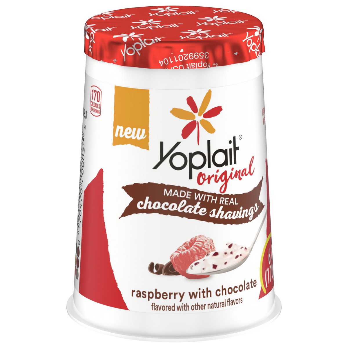 slide 4 of 9, Yoplait Original Raspberry With Chocolate Low Fat Yogurt, Raspberry Yogurt Snack, 6 OZ Yogurt Cup, 6 oz