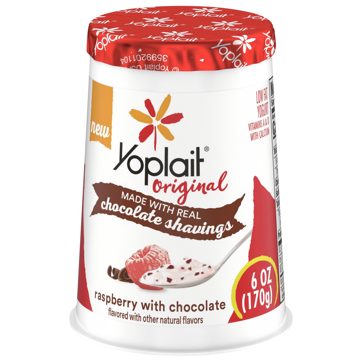 slide 5 of 9, Yoplait Original Raspberry With Chocolate Low Fat Yogurt, Raspberry Yogurt Snack, 6 OZ Yogurt Cup, 6 oz