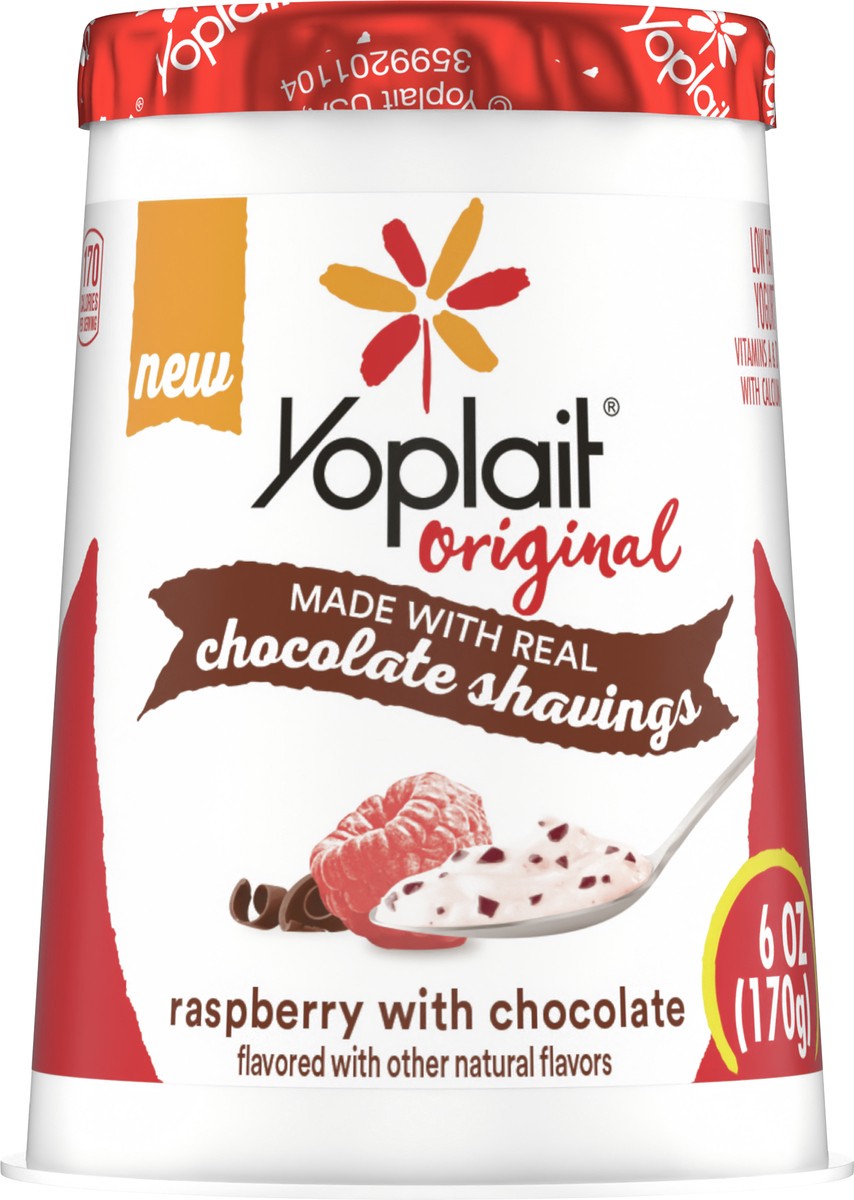 slide 2 of 9, Yoplait Original Raspberry With Chocolate Low Fat Yogurt, Raspberry Yogurt Snack, 6 OZ Yogurt Cup, 6 oz