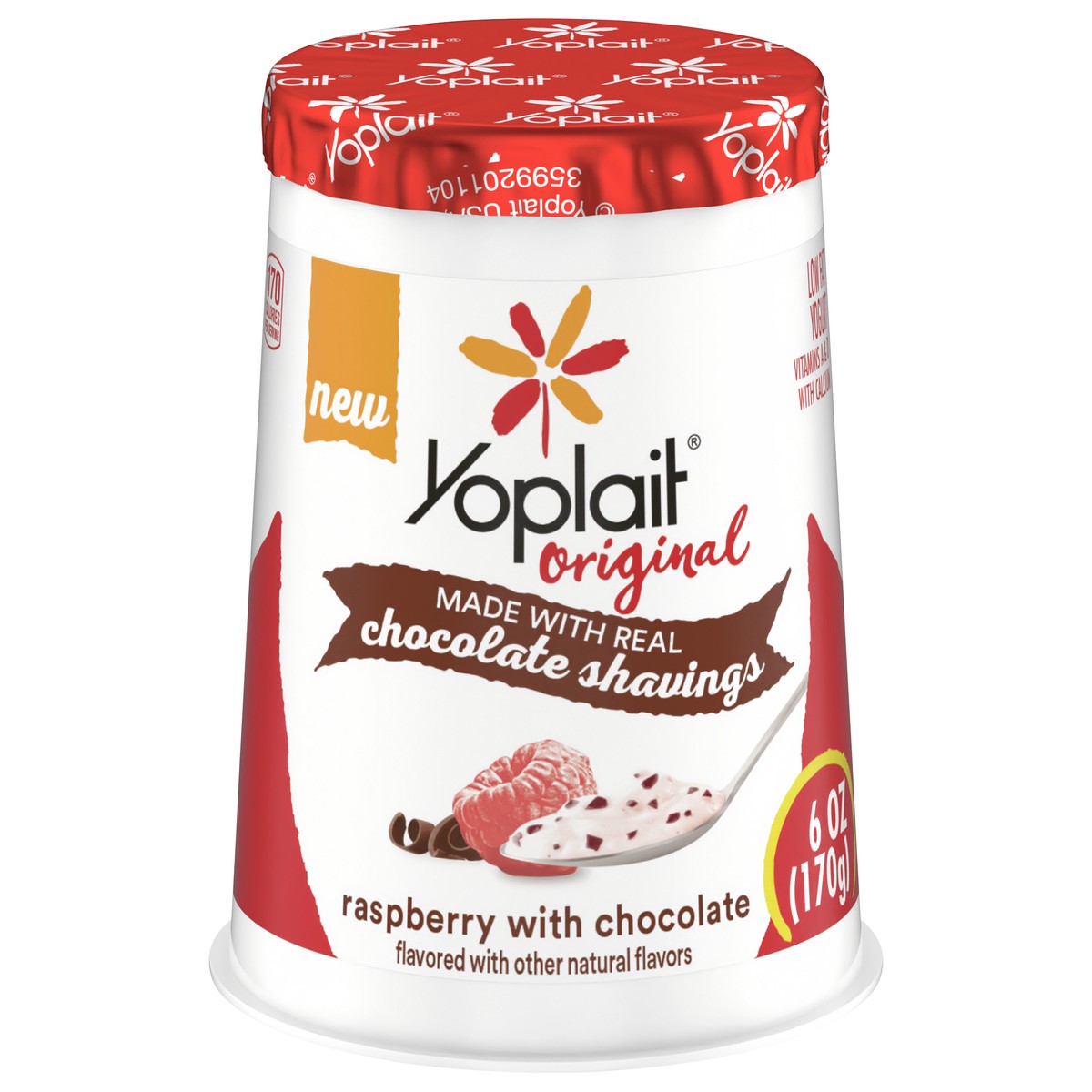 slide 1 of 9, Yoplait Original Raspberry with Chocolate Low Fat Yogurt, Raspberry Yogurt Snack, 6 oz Yogurt Cup, 6 oz
