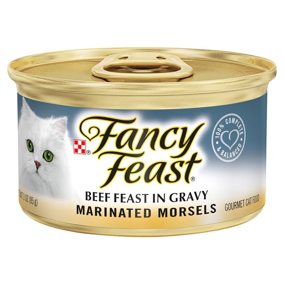 slide 1 of 4, Purina Fancy Feast Marinated Morsels Beef Feast In Gravy Cat Food, 3 oz