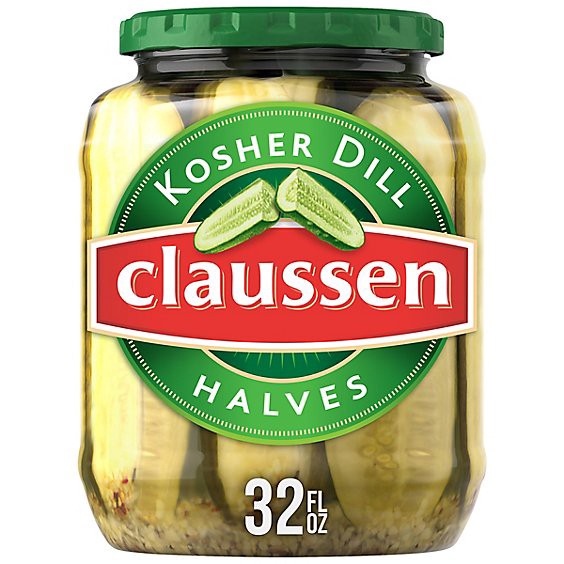 slide 1 of 8, Claussen Kosher Dill Pickle Halves Jar - 32 Fl. Oz., 32 fl oz