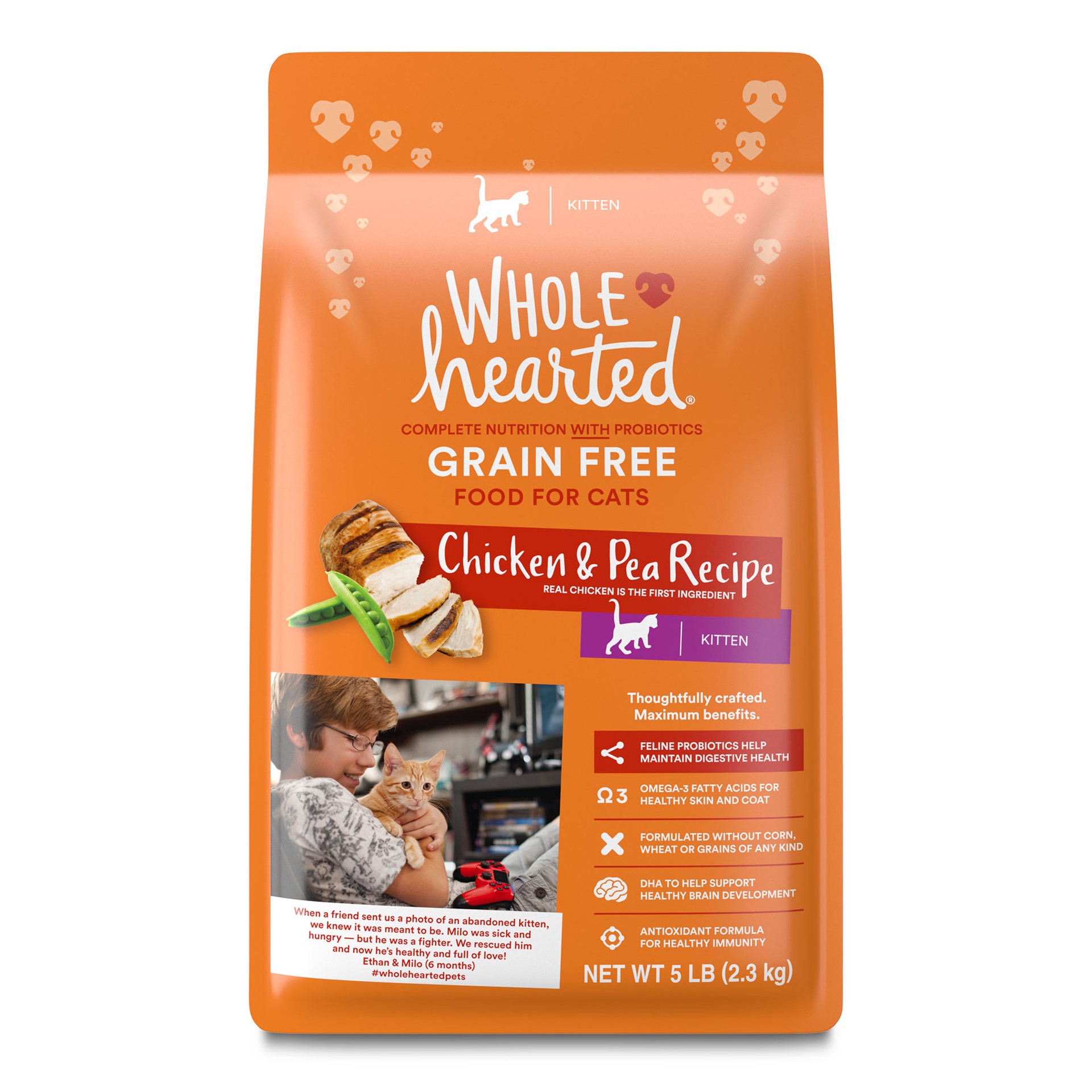 slide 1 of 1, WholeHearted Grain-Free Chicken Recipe Dry Kitten Food, 5 lbs., 1 ct