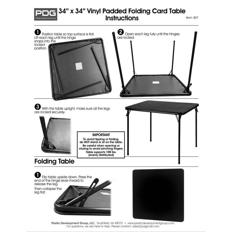 slide 4 of 4, Peakform 34"x 34" Folding Card Table Black, 1 ct