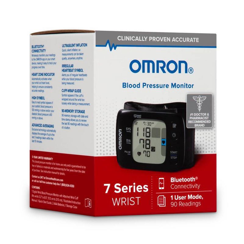 slide 4 of 5, Omron Digital Wrist Blood Pressure Monitor - 7 Series, 1 ct