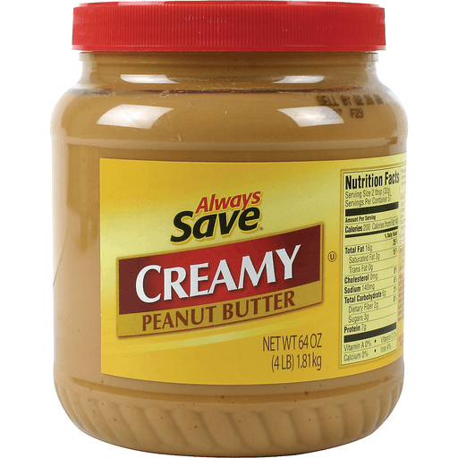 slide 1 of 1, Always Save Creamy Peanut Butter, 64 oz