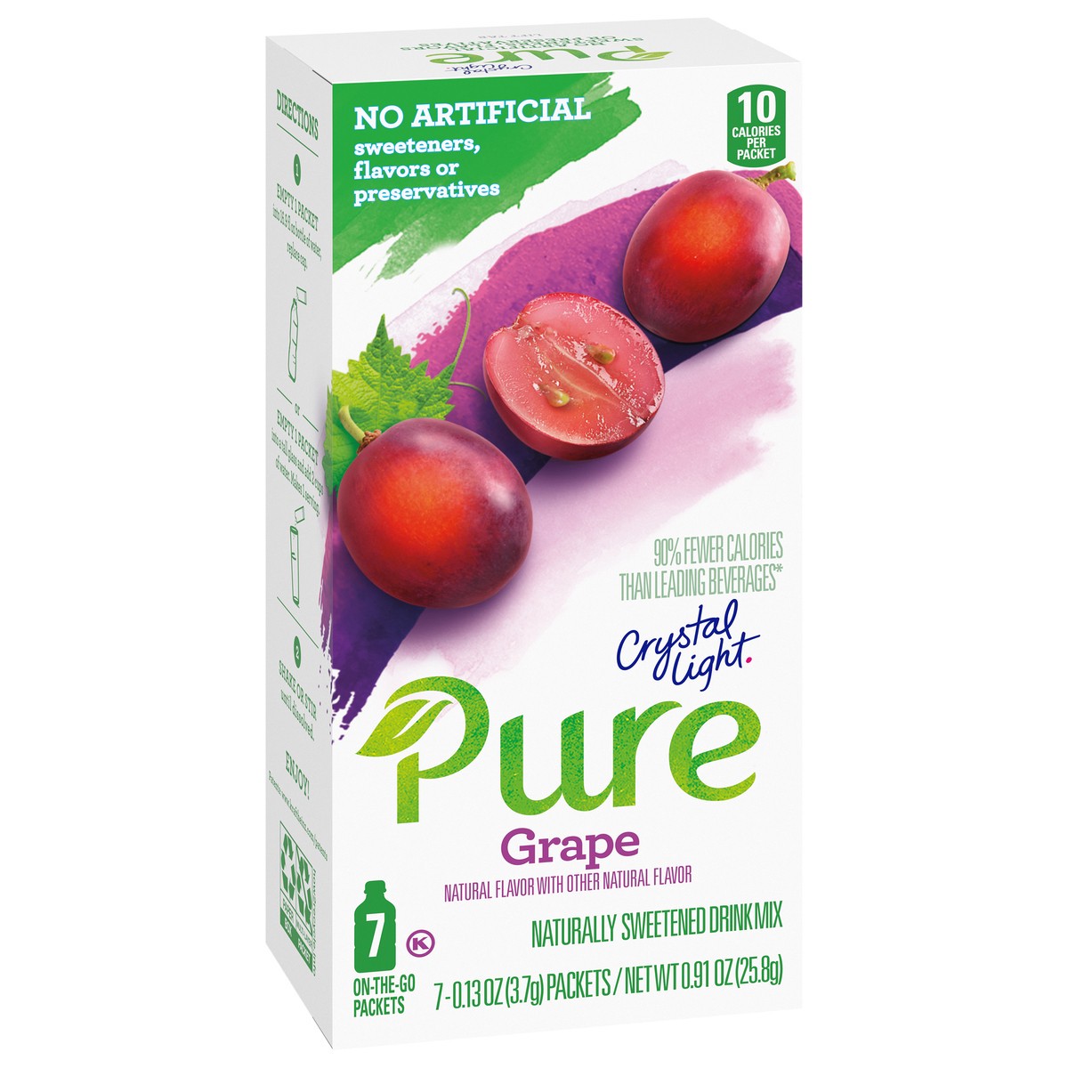 slide 4 of 9, Crystal Light Pure Grape Naturally Flavored Powdered Drink Mix with No Artificial Sweeteners, 7 ct On-the-Go Packets, 7 ct