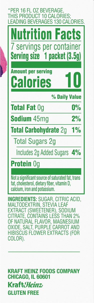 slide 7 of 9, Crystal Light Pure Grape Naturally Flavored Powdered Drink Mix with No Artificial Sweeteners, 7 ct On-the-Go Packets, 7 ct