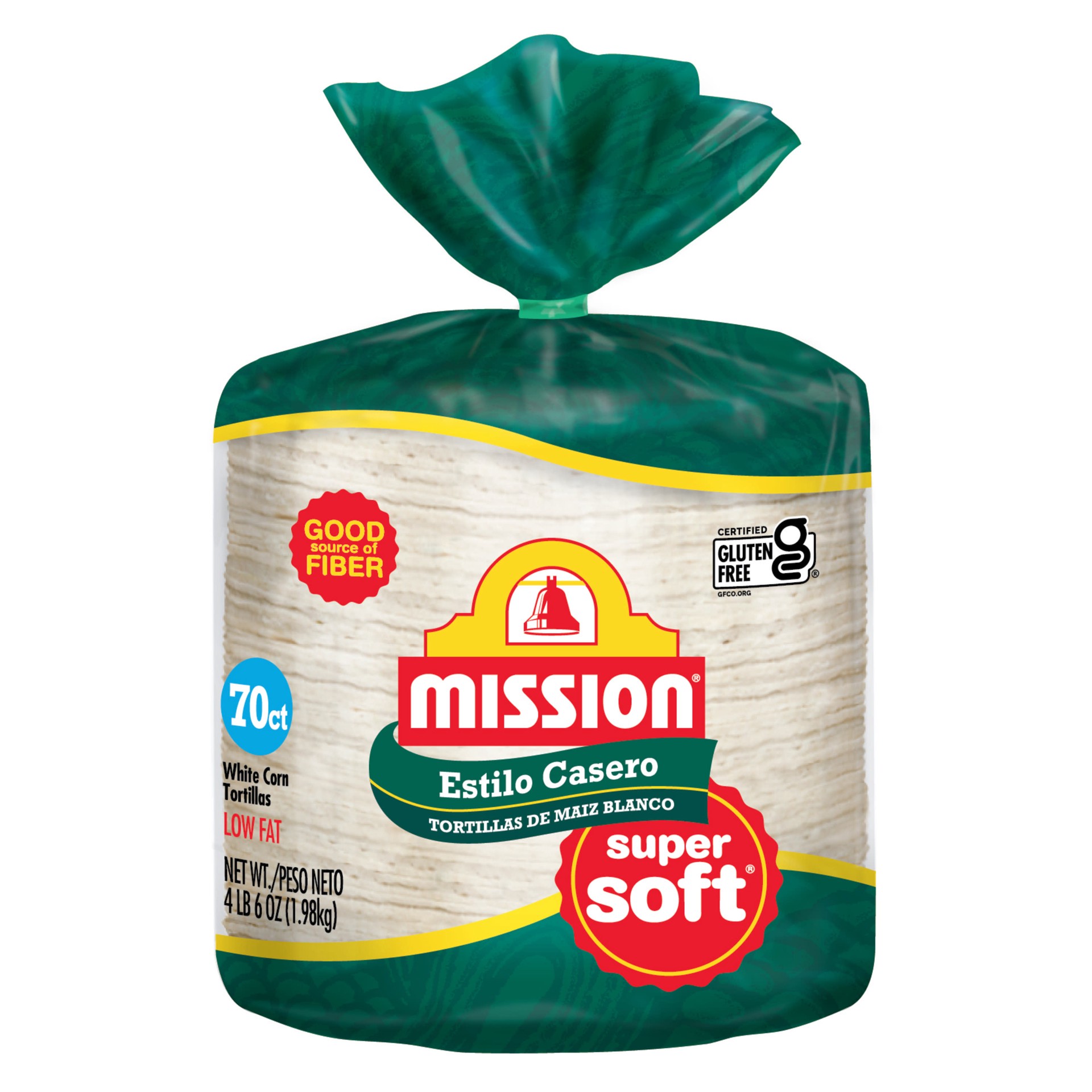 slide 1 of 3, Mission Super Soft Estilo Casero White Corn Tortillas, 70 Count, 6 ct