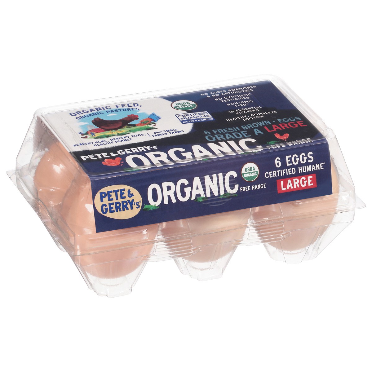 slide 5 of 9, Pete and Gerry's Fresh Brown Free Range Organic Eggs Large 6 ea, 6 ct