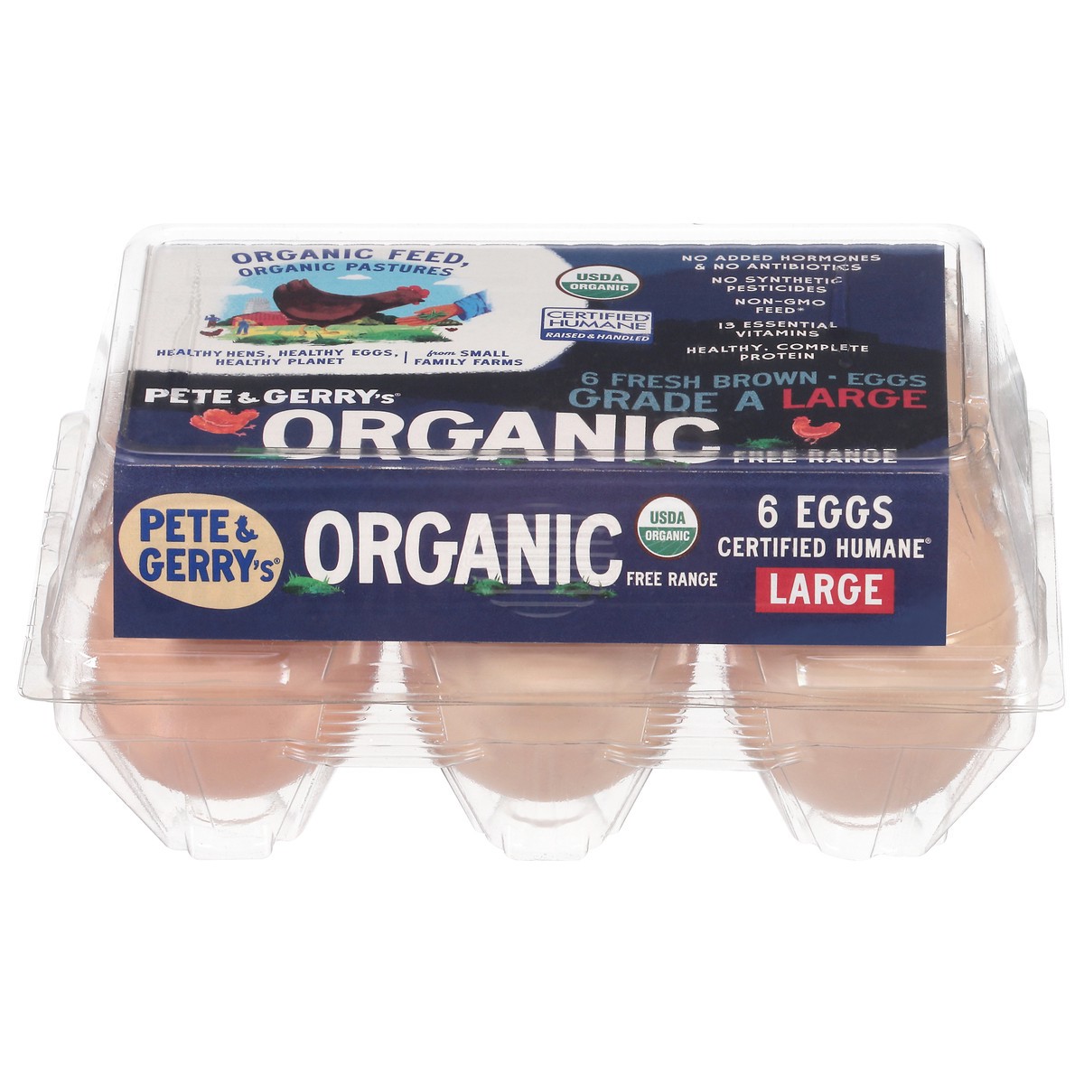 slide 1 of 9, Pete and Gerry's Fresh Brown Free Range Organic Eggs Large 6 ea, 6 ct