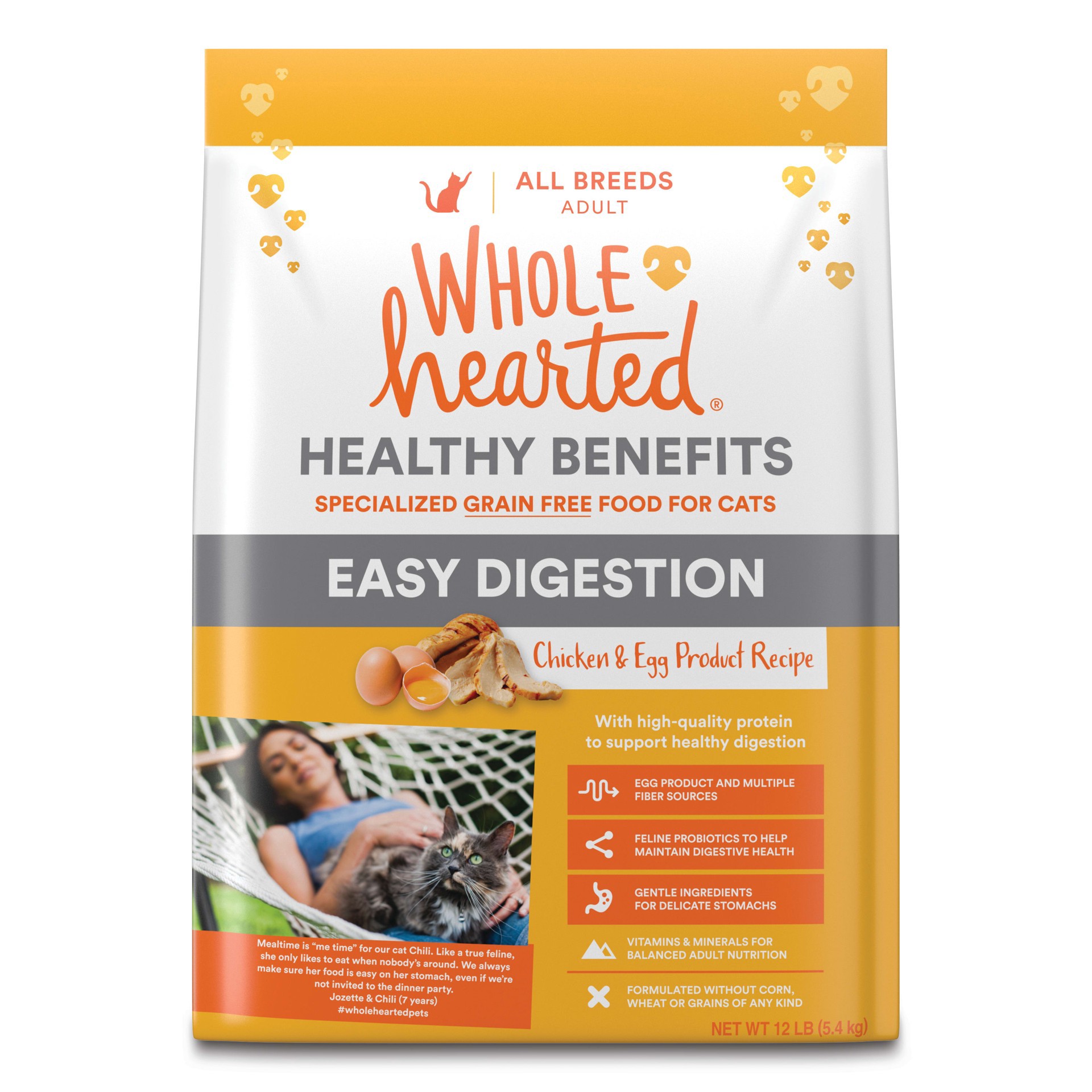 slide 1 of 1, WholeHearted Healthy Digestion Chicken and Egg Product Recipe Dry Cat Food, 12 lbs., 1 ct