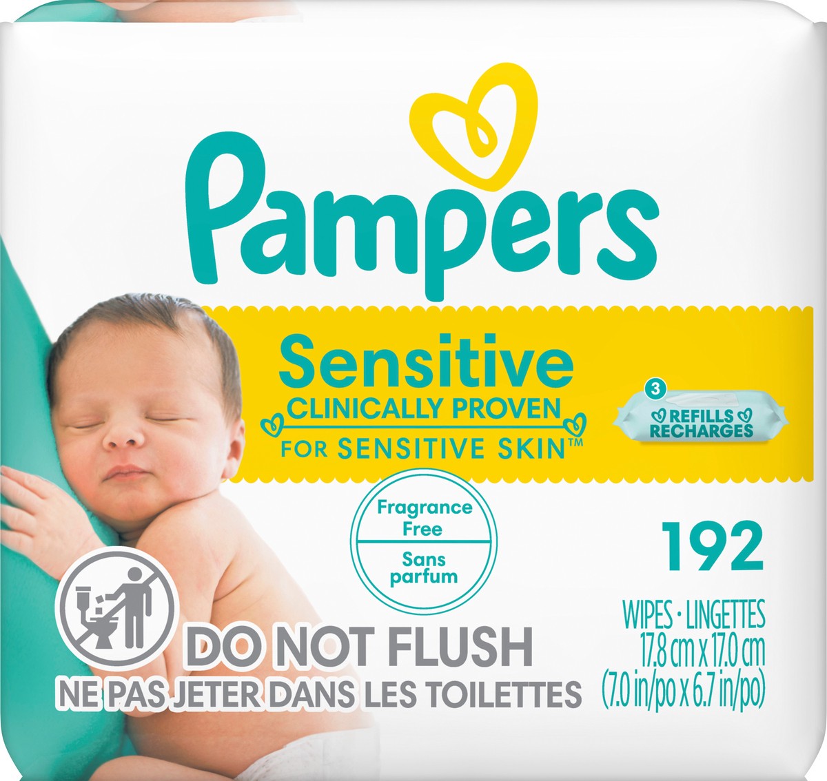 slide 4 of 4, Pampers Sensitive Baby Wipes, 192 ct