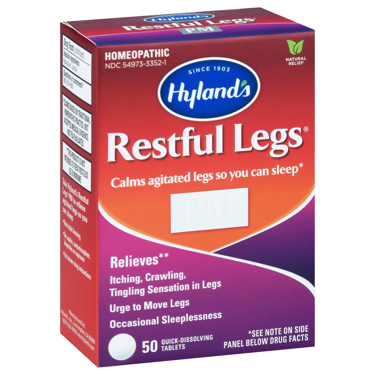 slide 2 of 9, Hyland's Restful Legs Homeopathic Quick-Dissolving Tablets 50 ea Box, 50 ct