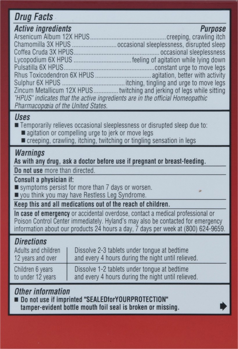 slide 4 of 9, Hyland's Restful Legs Homeopathic Quick-Dissolving Tablets 50 ea Box, 50 ct