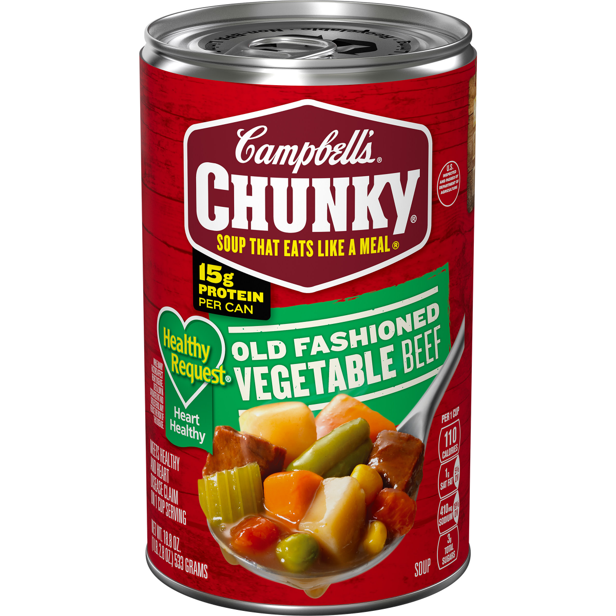 slide 1 of 5, Campbell's Campbell''s Chunky Healthy Request Soup, Old Fashioned Vegetable Beef Soup, 18.8 Oz Can, 18.8 oz