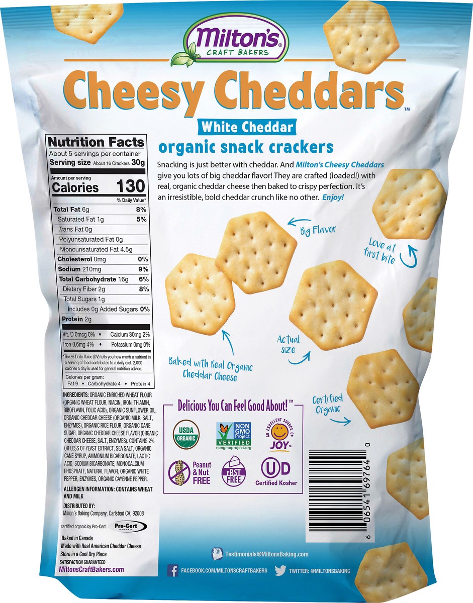 slide 3 of 11, Milton's Cheesy Cheddars Organic White Cheddar Snack Crackers 6 oz, 6 oz