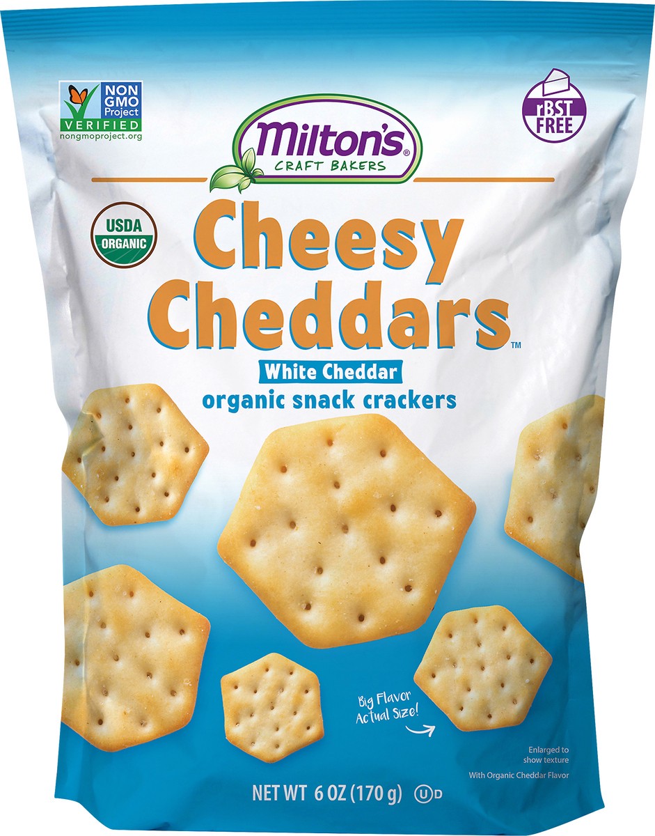 slide 4 of 11, Milton's Cheesy Cheddars Organic White Cheddar Snack Crackers 6 oz, 6 oz