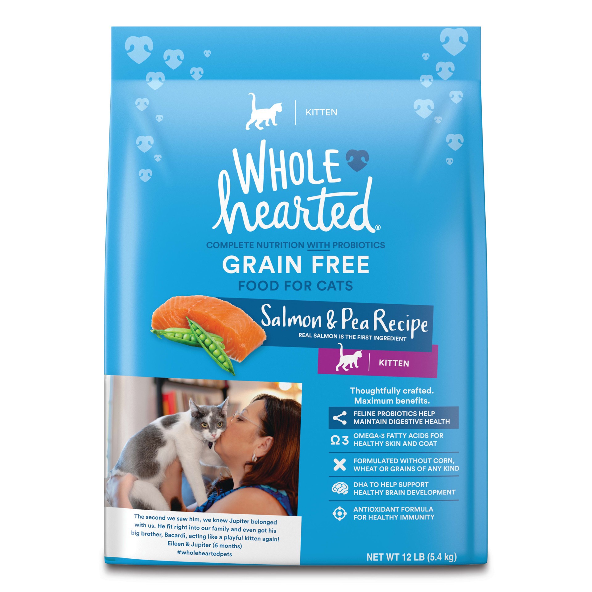 slide 1 of 1, WholeHearted Grain-Free Salmon Recipe Dry Kitten Food, 12 lbs., 1 ct