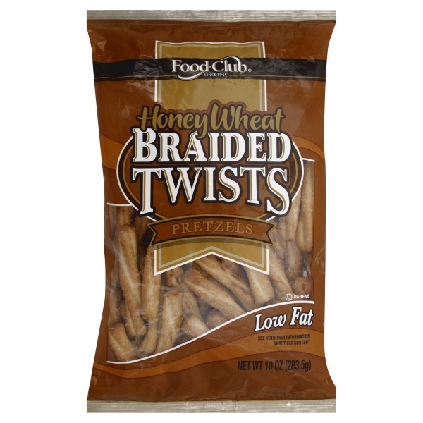 slide 1 of 1, Food Club Honey Wheat Low Fat Braided Twists Pretzels, 10 oz