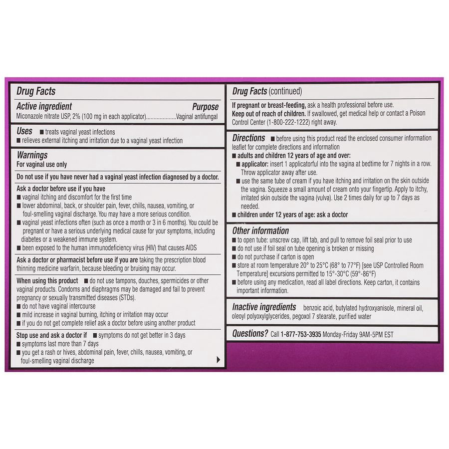 slide 2 of 5, Walgreens Miconazole 7-Day Vaginal Antifunal Treatment, 1 ct