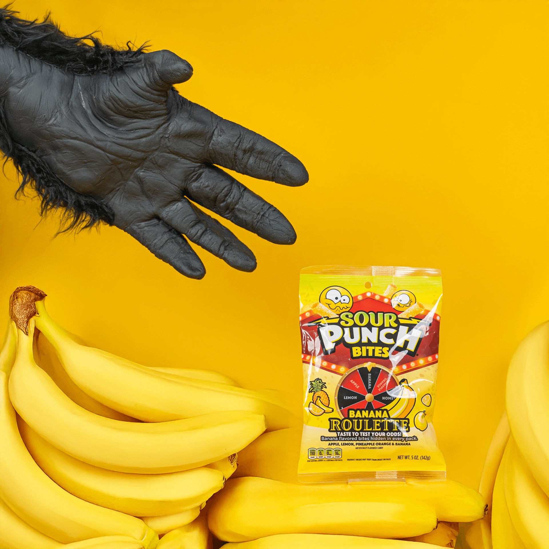 slide 2 of 6, Sour Punch Banana Roulette Bites, 5oz Bag, 5 oz