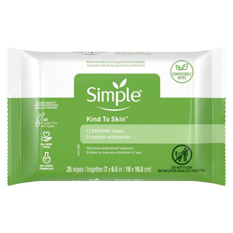 slide 2 of 10, Unscented Simple Kind to Skin Cleansing Facial Wipes - 25ct, 25 ct