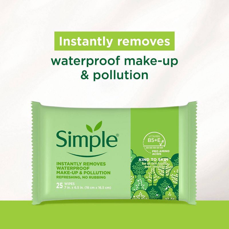 slide 3 of 10, Unscented Simple Kind to Skin Cleansing Facial Wipes - 25ct, 25 ct