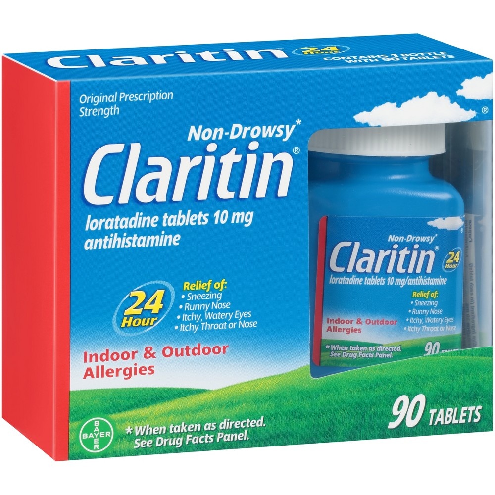 slide 2 of 4, Claritin 24 Hour Non-Drowsy Allergy Relief Tablets - Loratadine - 90ct, 90 ct