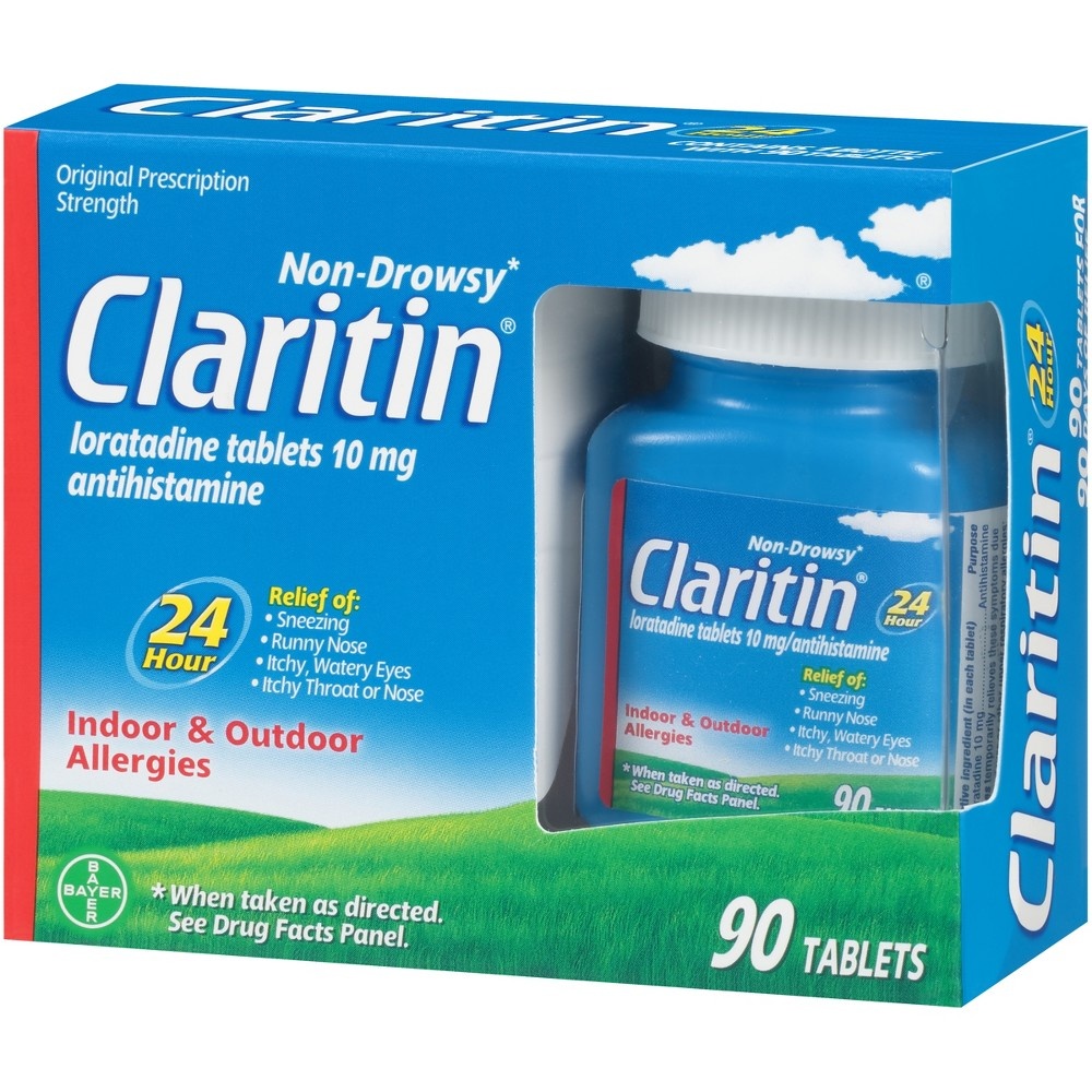 slide 3 of 4, Claritin 24 Hour Non-Drowsy Allergy Relief Tablets - Loratadine - 90ct, 90 ct