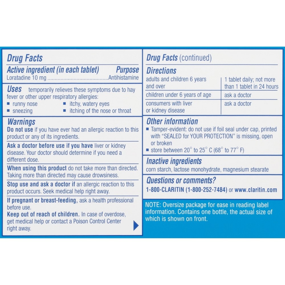 slide 4 of 4, Claritin 24 Hour Non-Drowsy Allergy Relief Tablets - Loratadine - 90ct, 90 ct