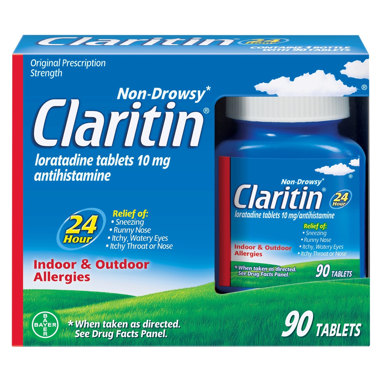 slide 1 of 4, Claritin 24 Hour Non-Drowsy Allergy Relief Tablets - Loratadine - 90ct, 90 ct