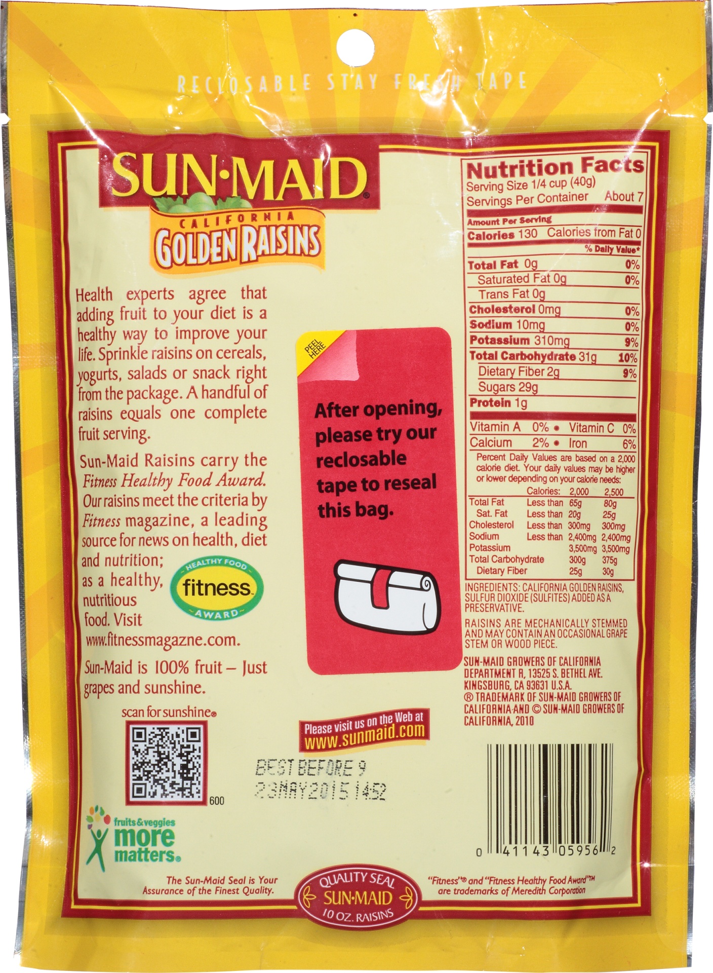 slide 4 of 6, Sun-Maid Golden Raisins Bag, 10 oz