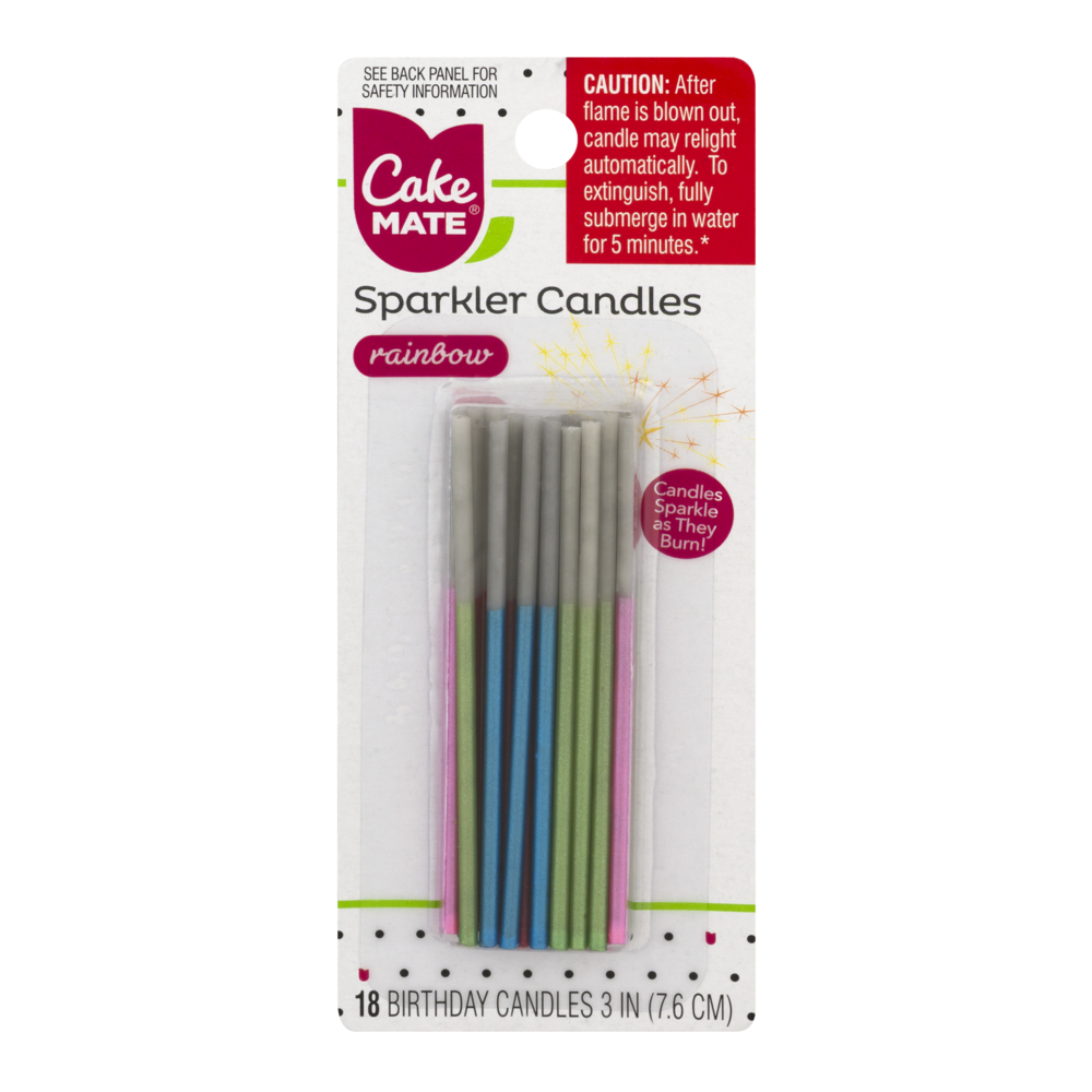 slide 1 of 1, Cake Mate Rainbow Sparkler Candles, 18 ct