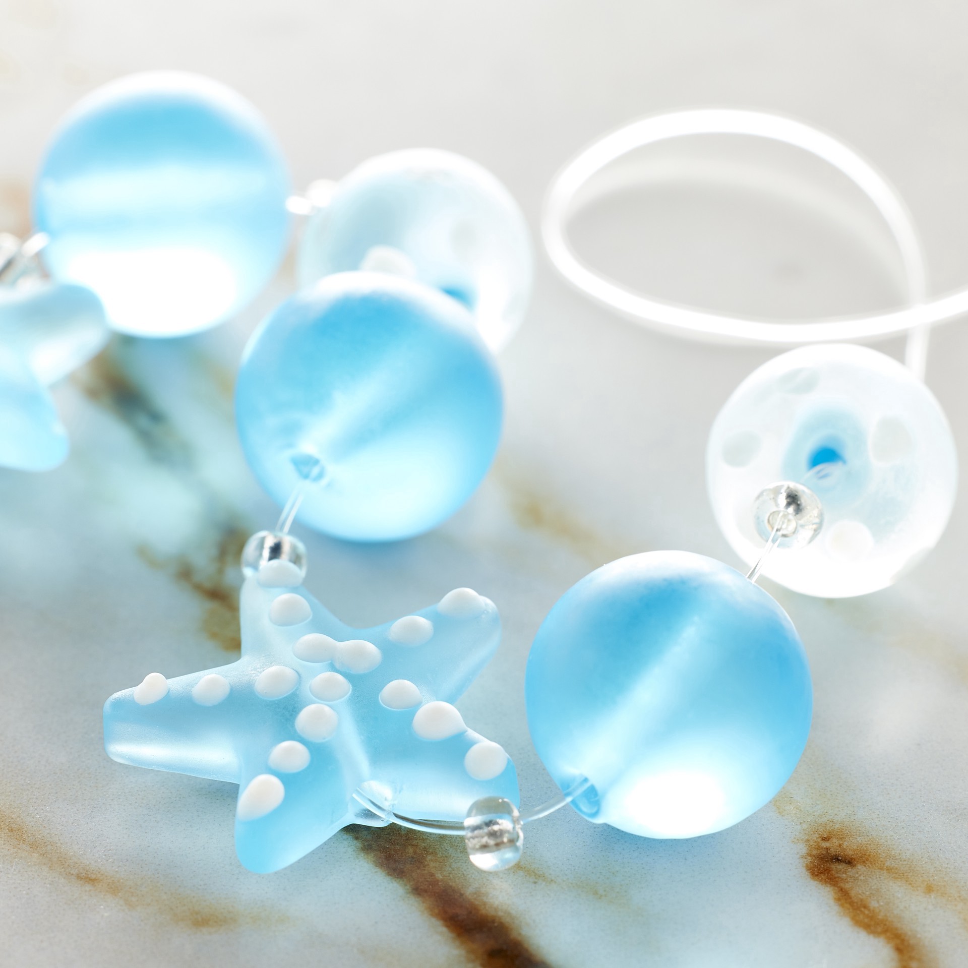 slide 3 of 3, Aqua Glass Starfish Mix Beads By Bead Landing, 9mm-24mm