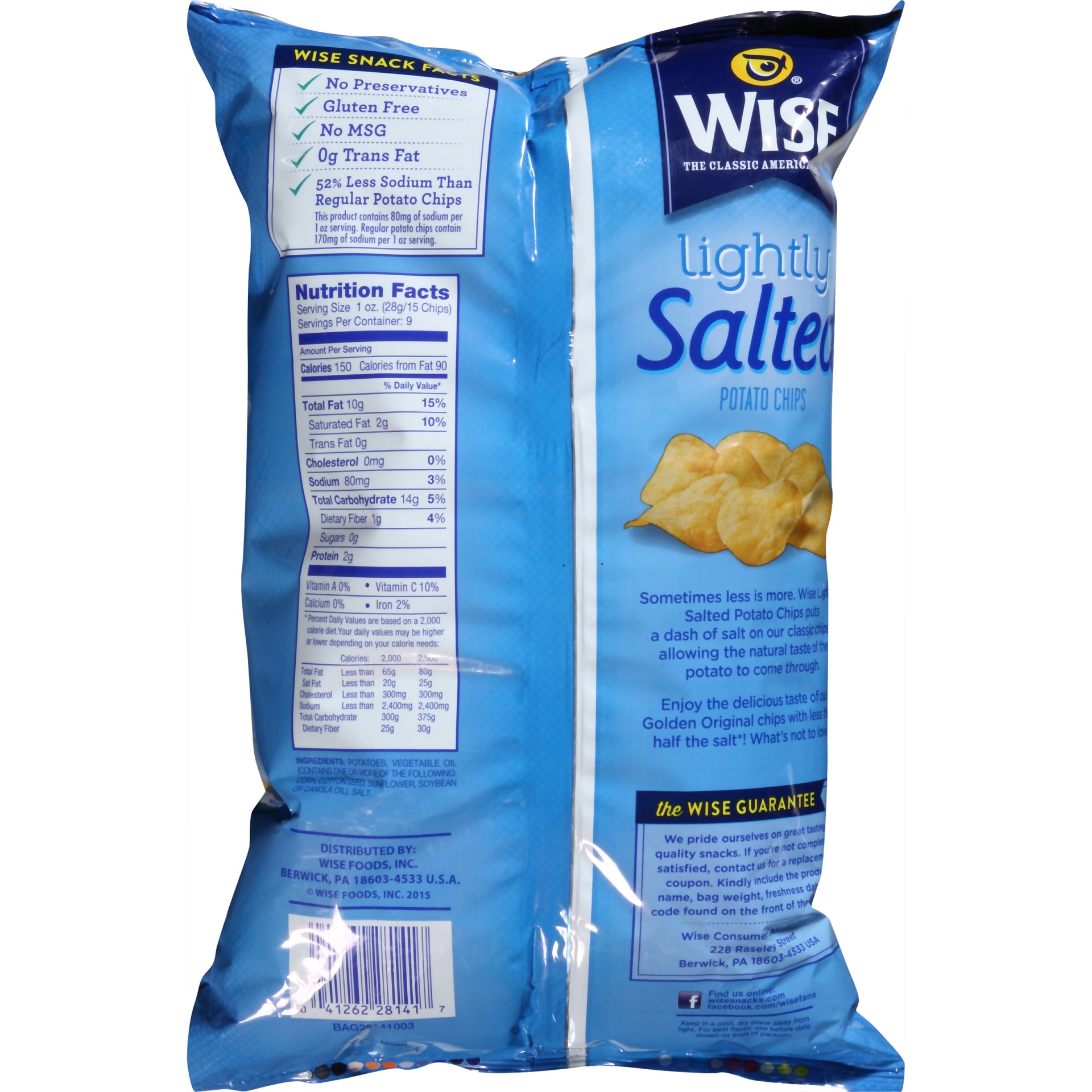 slide 4 of 6, Wise Lightly Salted Original Potato Chips, 9 oz